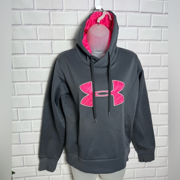 Under Armour Gray Hoodie with Pink Logo/women size SM/P/P - Picture 3 of 10